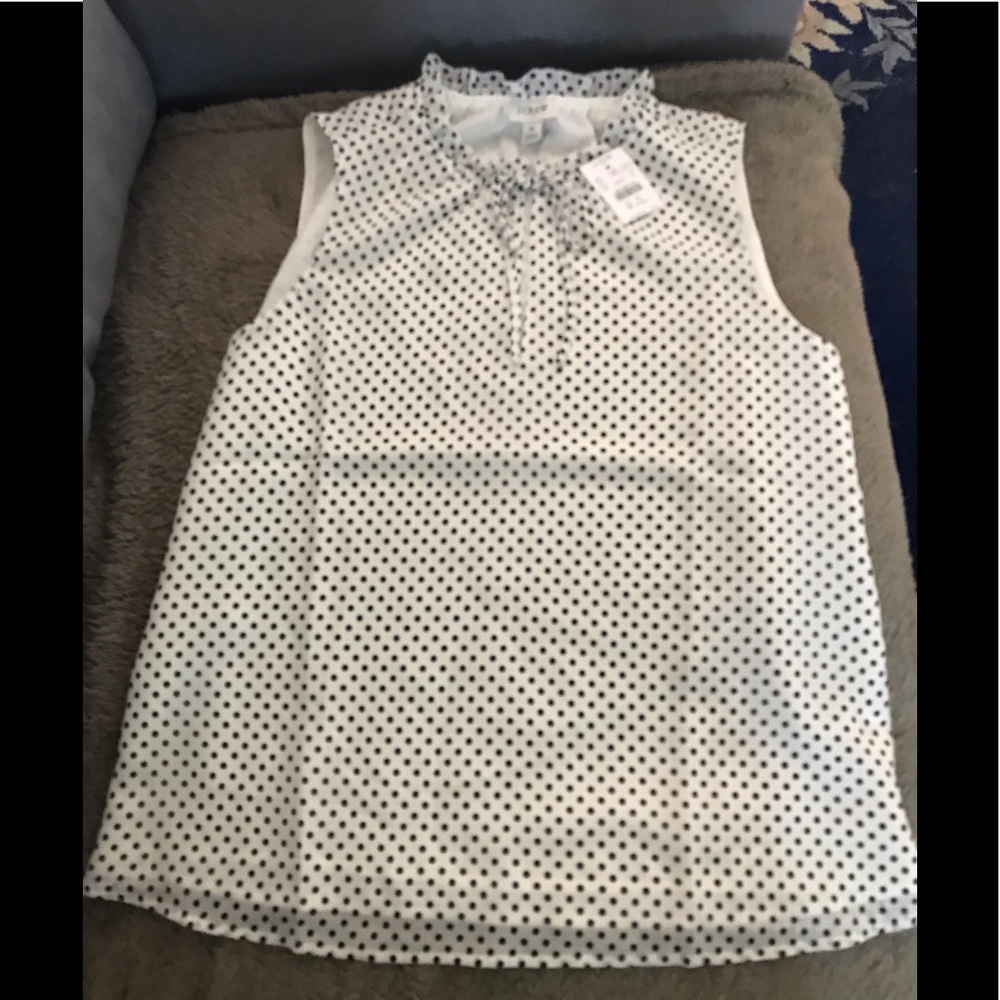 Dot Ruffle Tie-Neck Top - Picture 2 of 7
